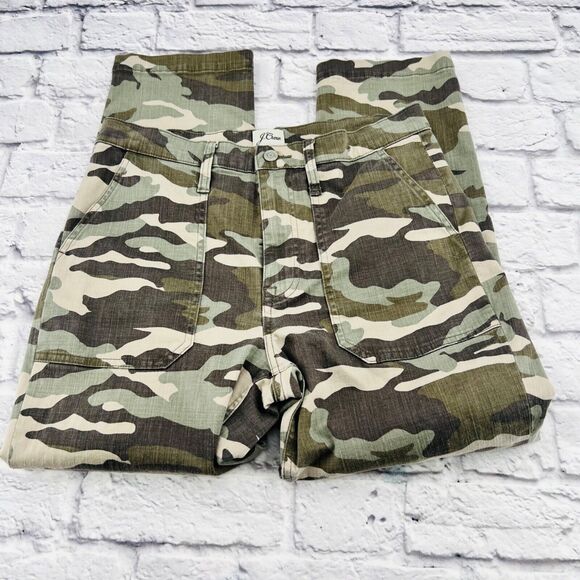 NOT FOR SALE      J Crew Straight Leg Crop Pants Size 28 Green Camouflage High - Picture 2 of 12